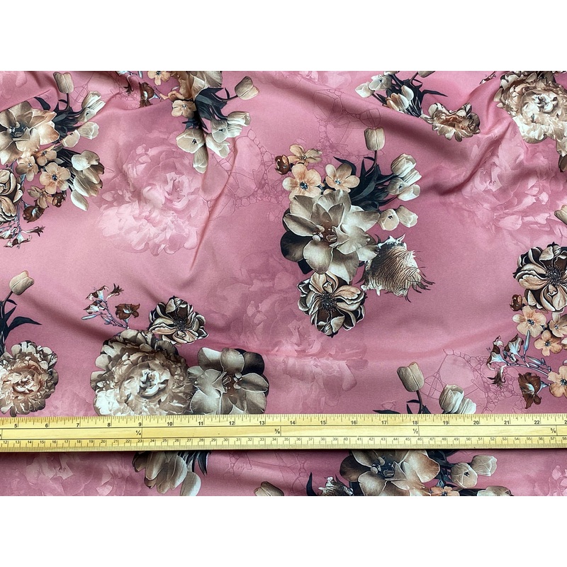 Shadow Floral – Summer Printed Crepe Dusty Pink