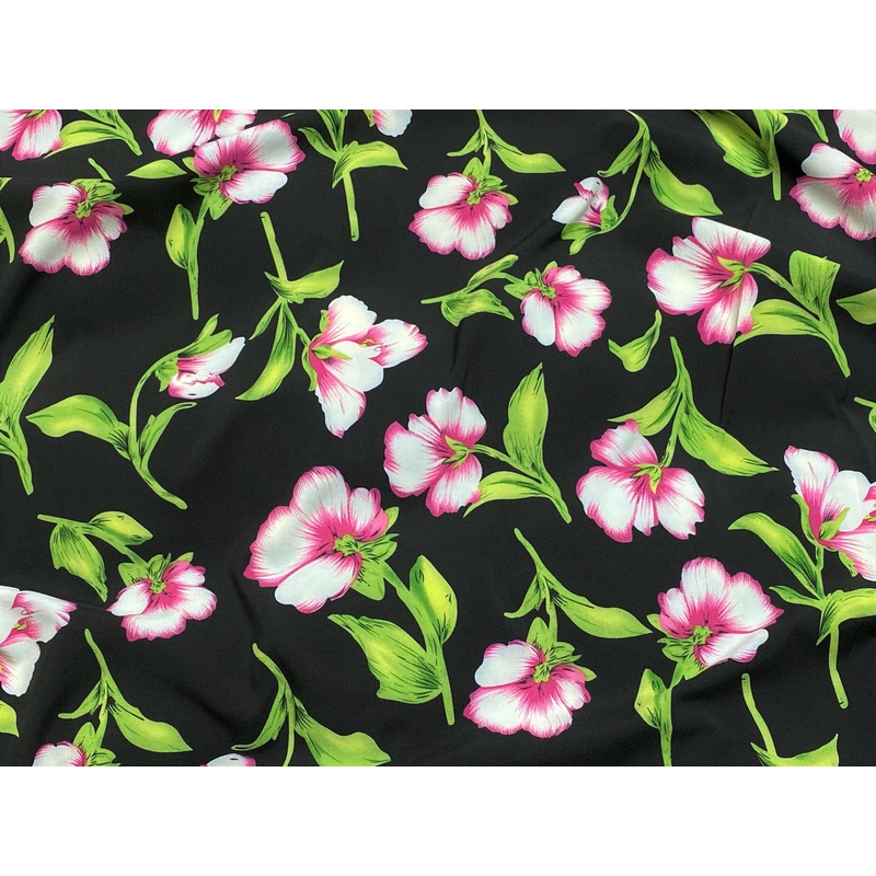 Spring Bloom – Summer Printed Crepe Black