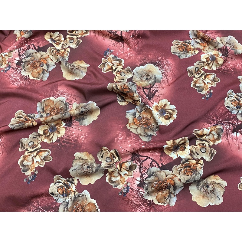 Spring Cluster – Summer Printed Crepe Maroon