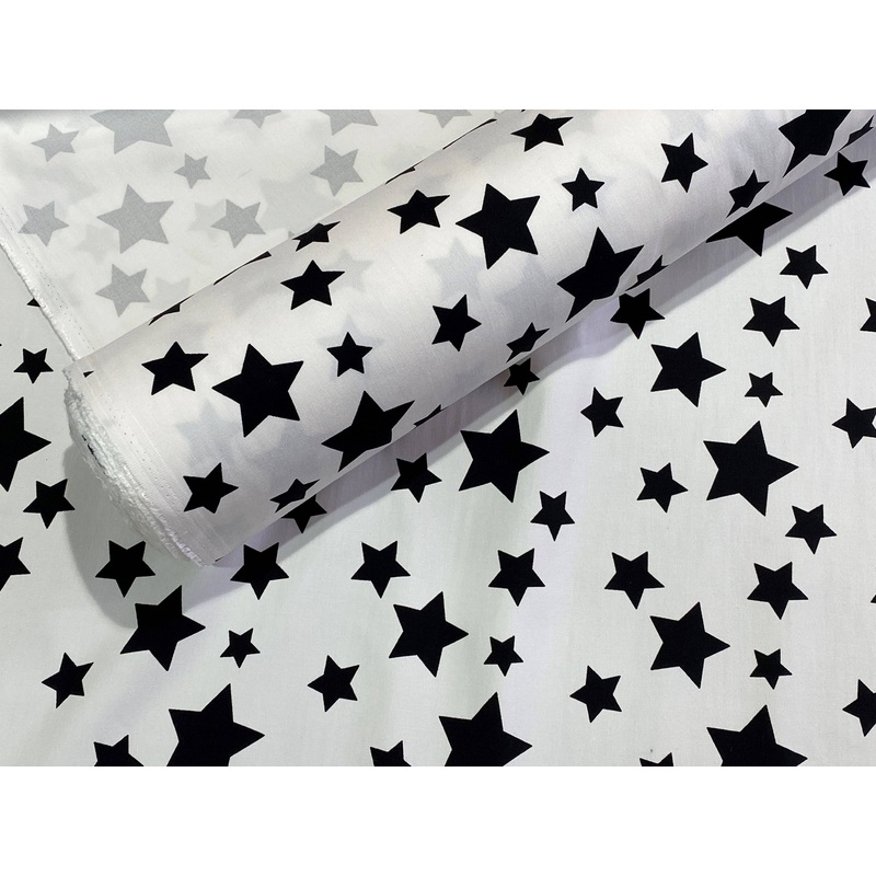 Stars – Stretch Cotton White/Black