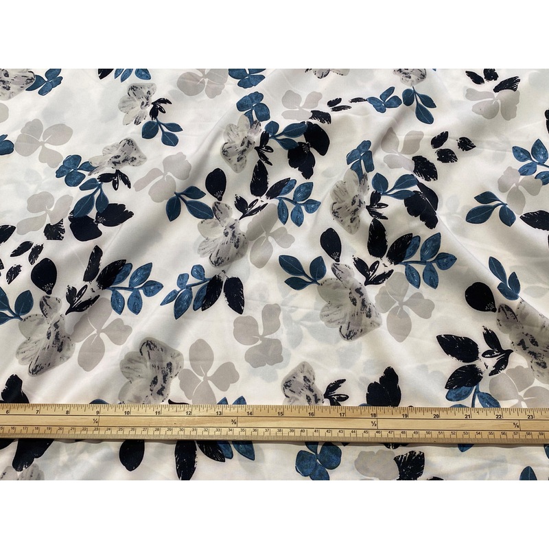 Summer White Leaves – Printed Crepe White