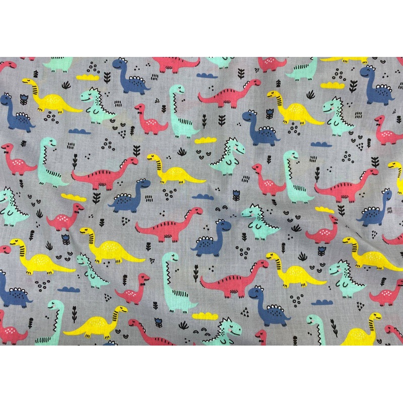 Baby Dinosaurs – Poly/Cotton Print Ivory