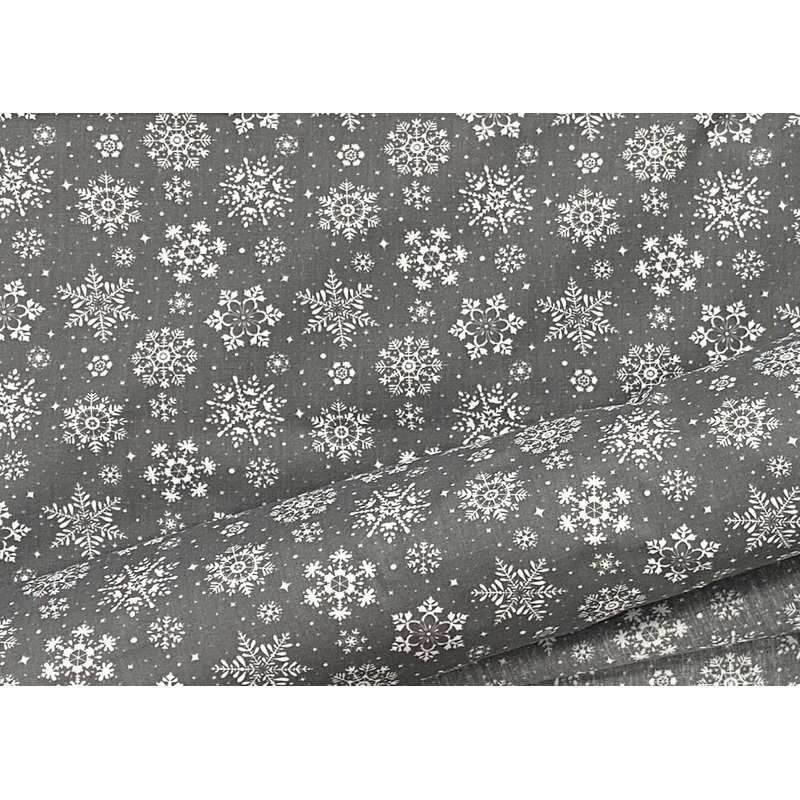 Christmas Ice Snowflakes – Poly/Cotton Print Grey