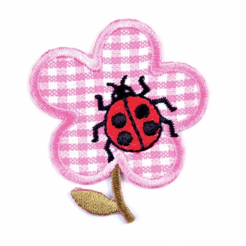 Ladybird On Flower – Iron -On Sew-On Patch Motifs Flower