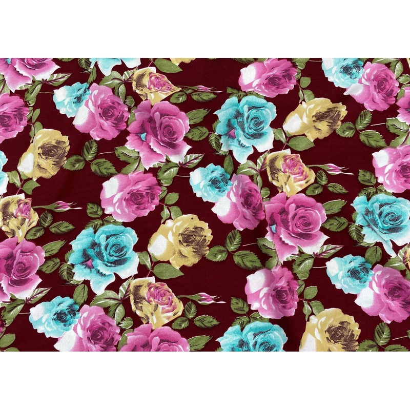 Large Rose – Oxford Printed Crepe Pink/Maroon