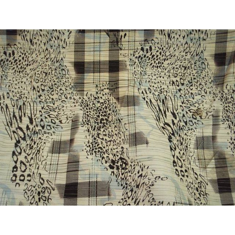 Leopard Check – 2 way Stretch Jersey Cream