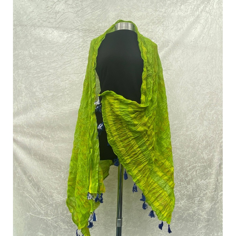 Lime Crush – Starched Cotton Mix Blend Ethnic Scarf Lime