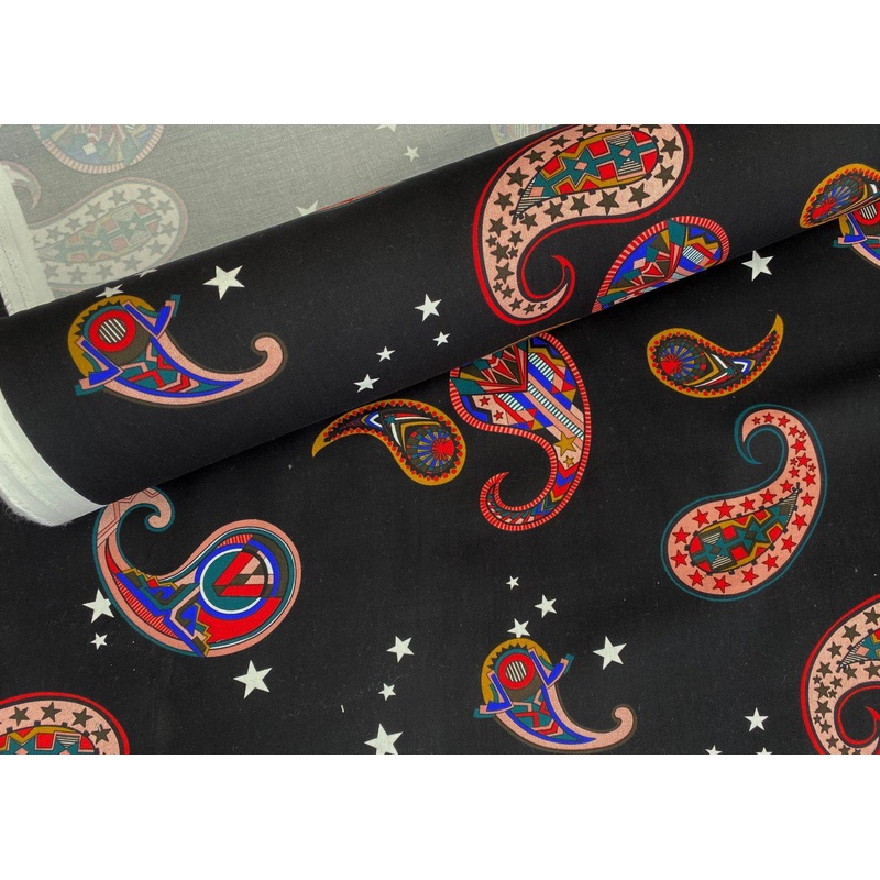 Magical Paisley – Stretch Cotton Black