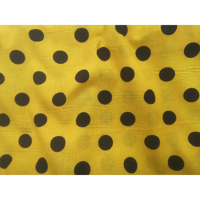 One Inch Polka Dot – Cotton Fabric Yellow/Black