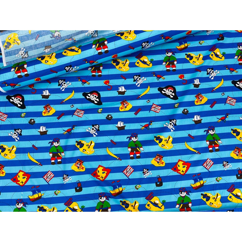 Pirates  – Cotton Poplin Patchwork Blue