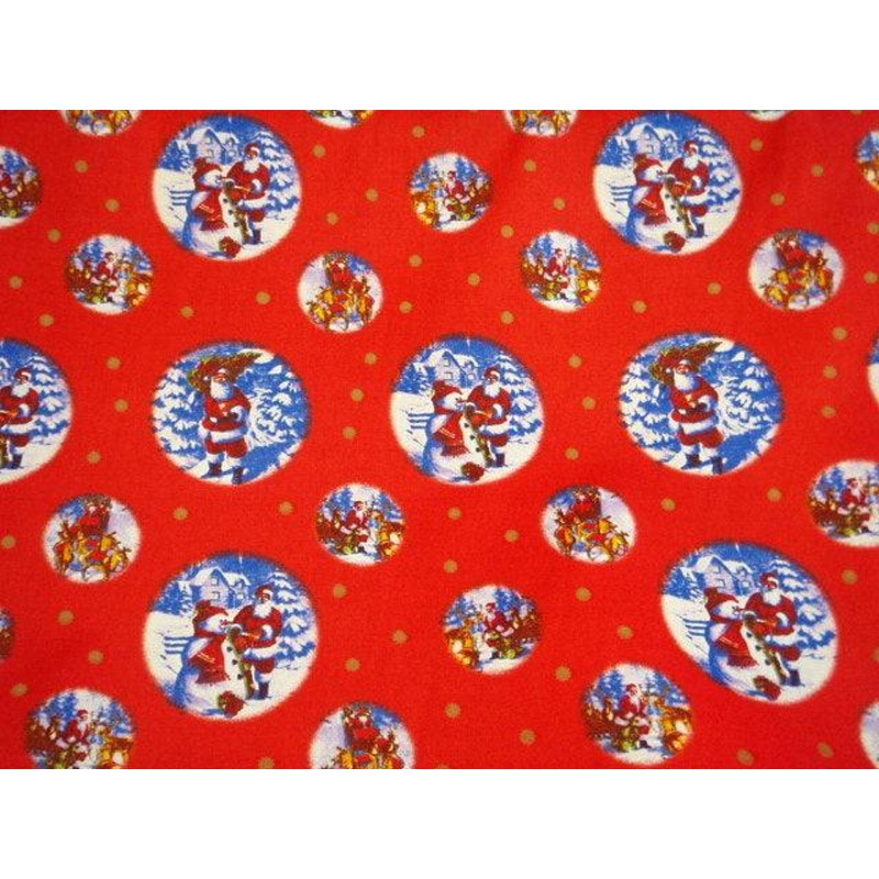 Santa and Snowman – Cotton Poplin Patchwork Red