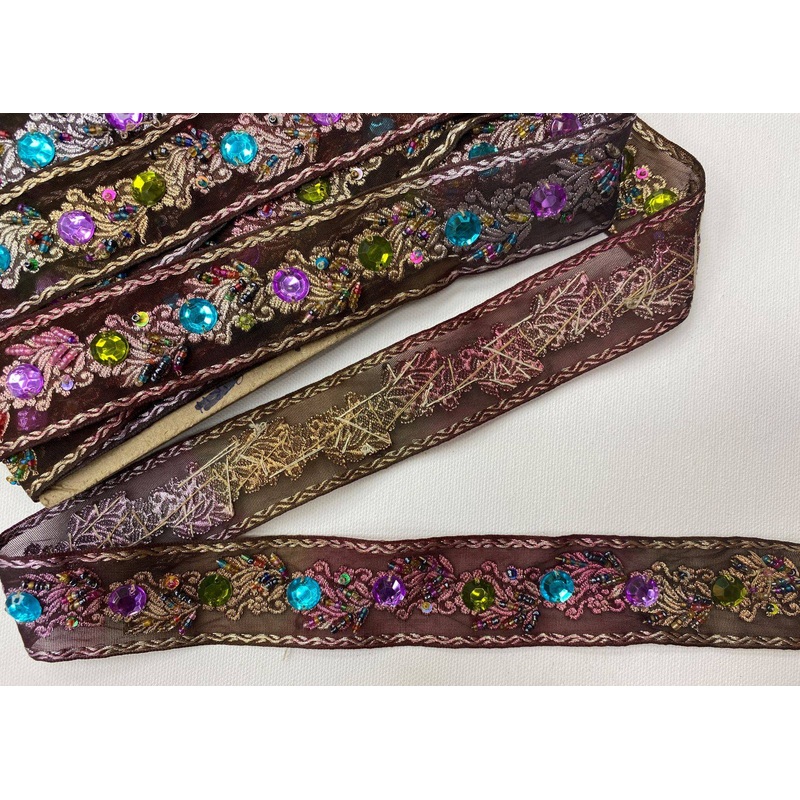 Shaded Wine Organza Ribbon – Sequins & Gemstones Wine