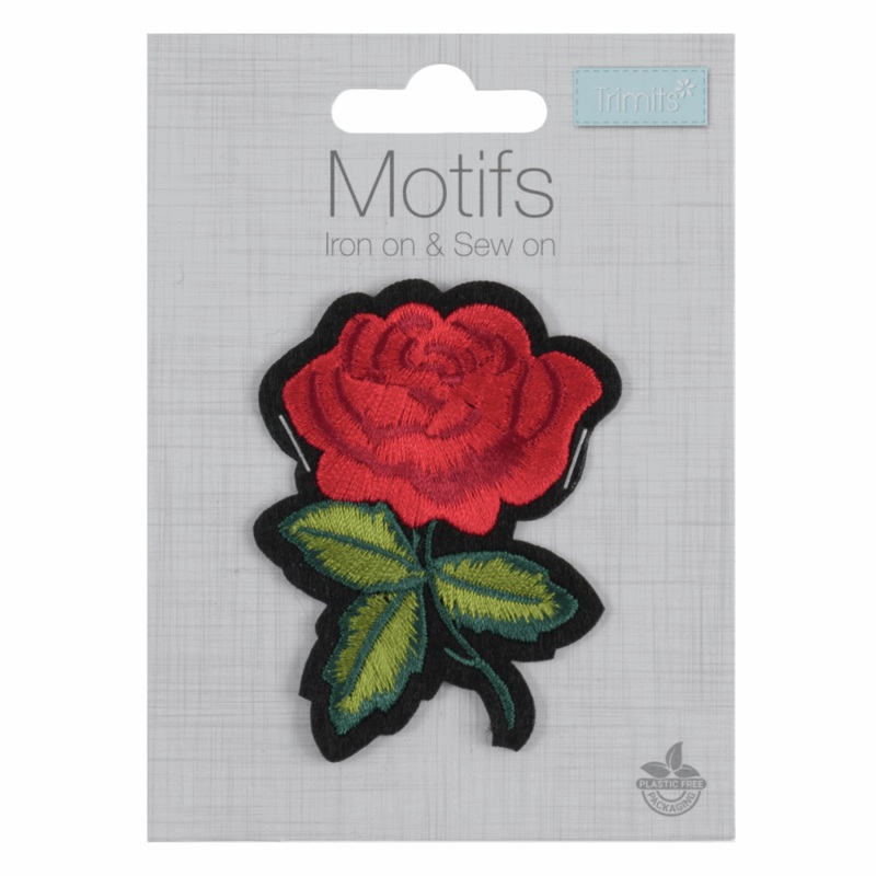 Single Rose  – Iron -On & Sew-On Motifs Patch Single Rose