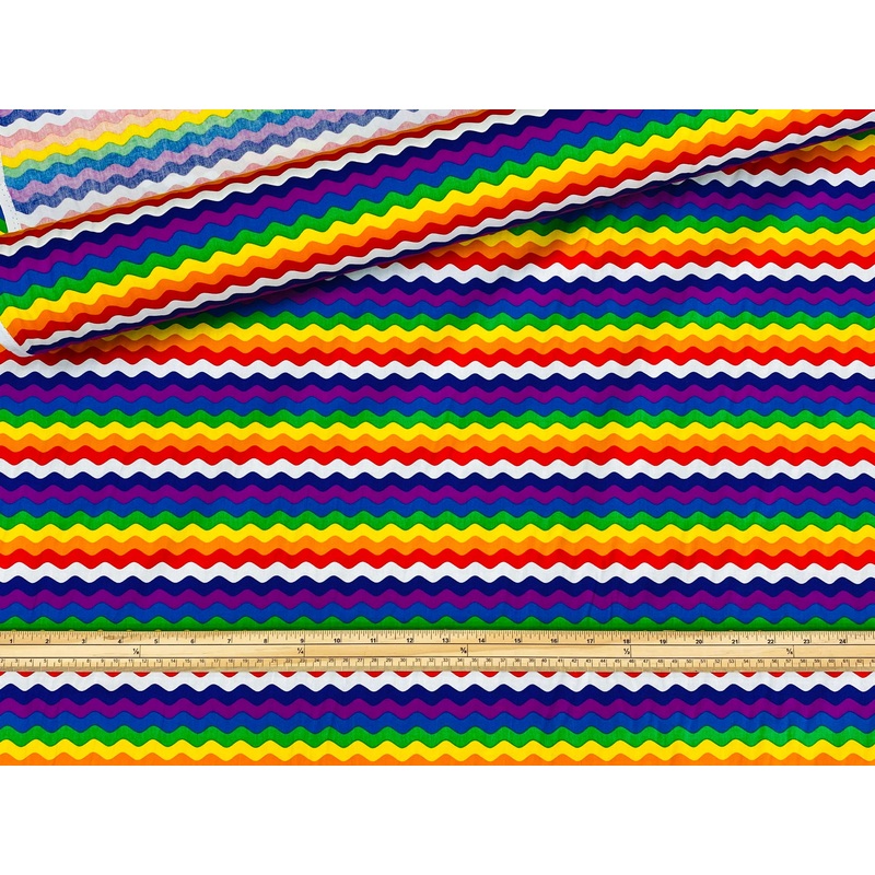 Wavey Rainbow  – Cotton Poplin Patchwork Multi