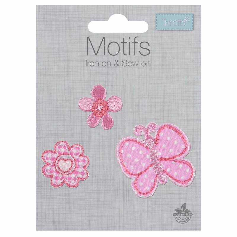 Butterfly & Flowers – Iron -On & Sew-On Patch Butterfly & Flowers