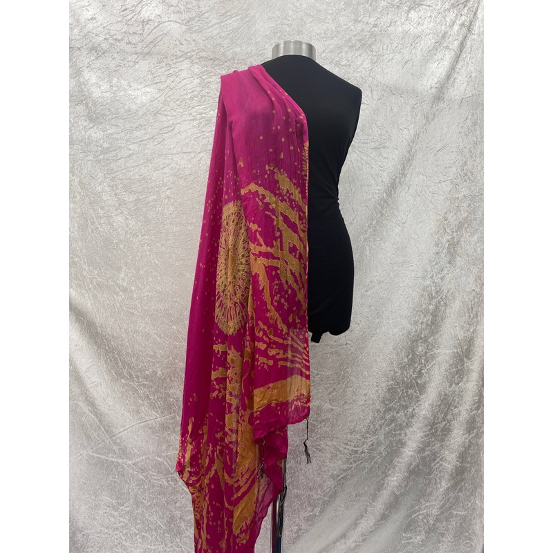 Cerise Abstract  – Poly/Viscose Blend Ethnic Scarf Cerise