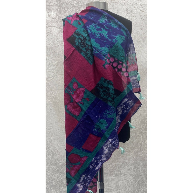 Cerise Patch –  Ethnic Square Scarf (DEFECT) Cerise