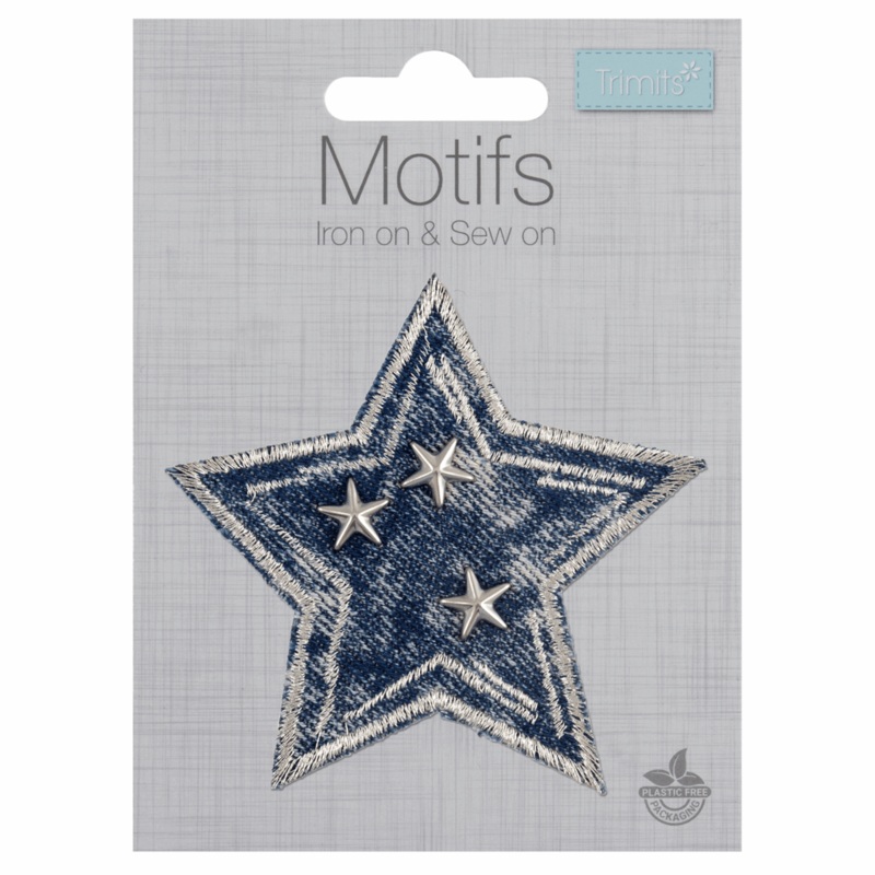 Denim Star – Iron -On & Sew-On Patch Denim Star