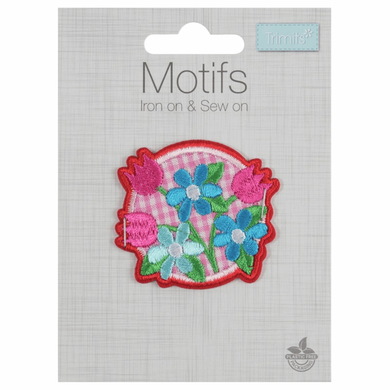 Floral Gingham Patch- Iron -On & Sew-On Patch Floral Patch