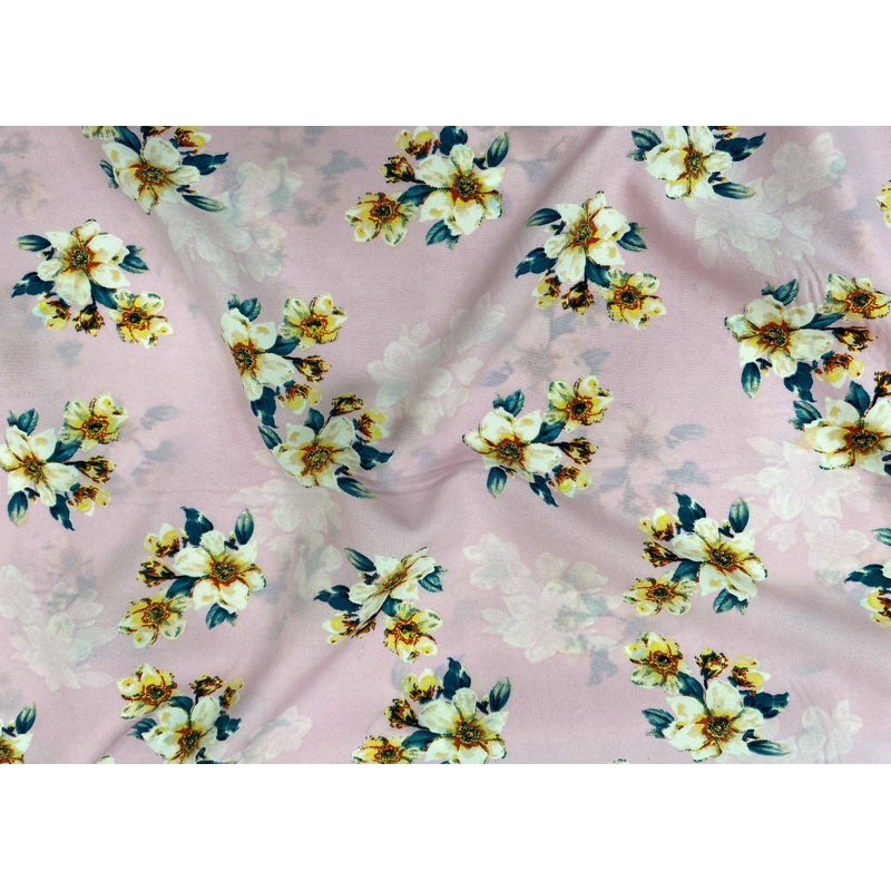 Floral Pattern  – Clearance Printed Crepe Pink