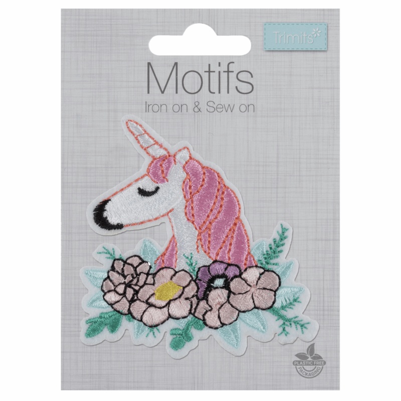 Floral Unicorn – Iron -On & Sew-On Patch Floral Unicorn