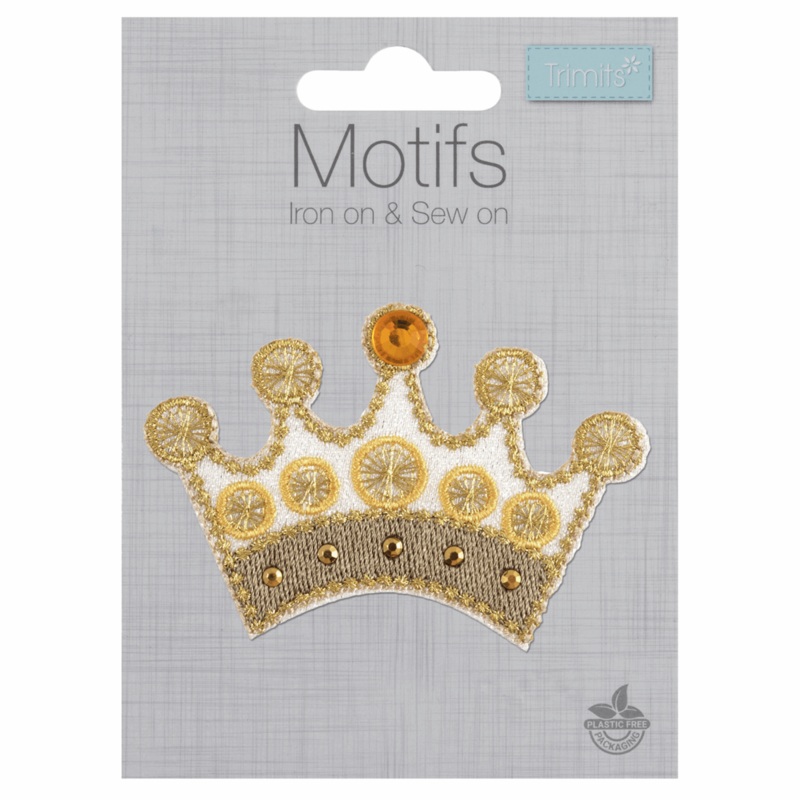Gem Gold Crown – Iron -On & Sew-On Patch Gem Crown