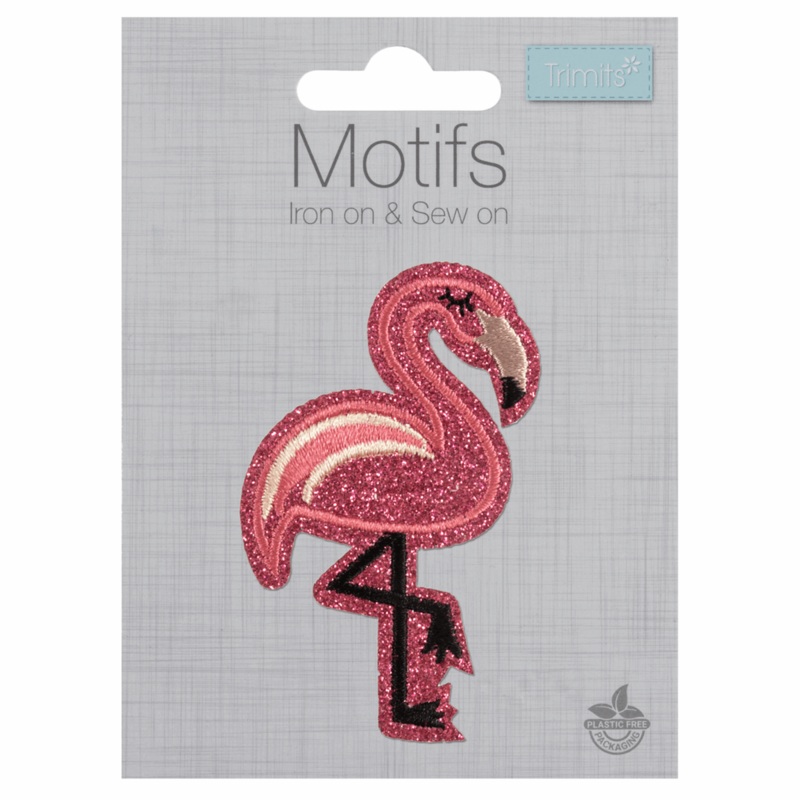 Glitter Flamingo – Iron -On & Sew-On Patch Flamingo