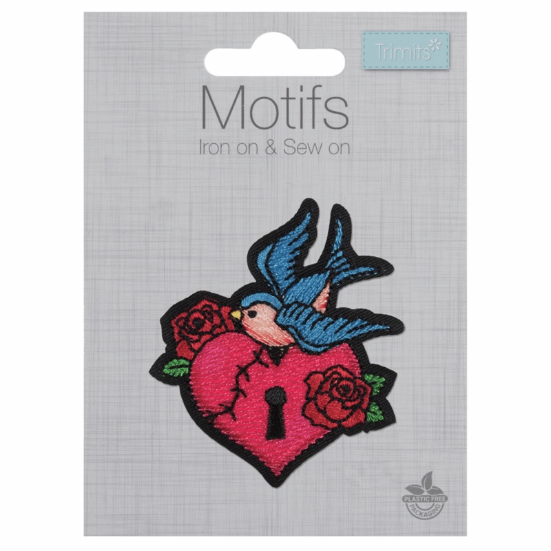 Heart Lock Tattoo – Iron – On & Sew-On Patch Heart Lock