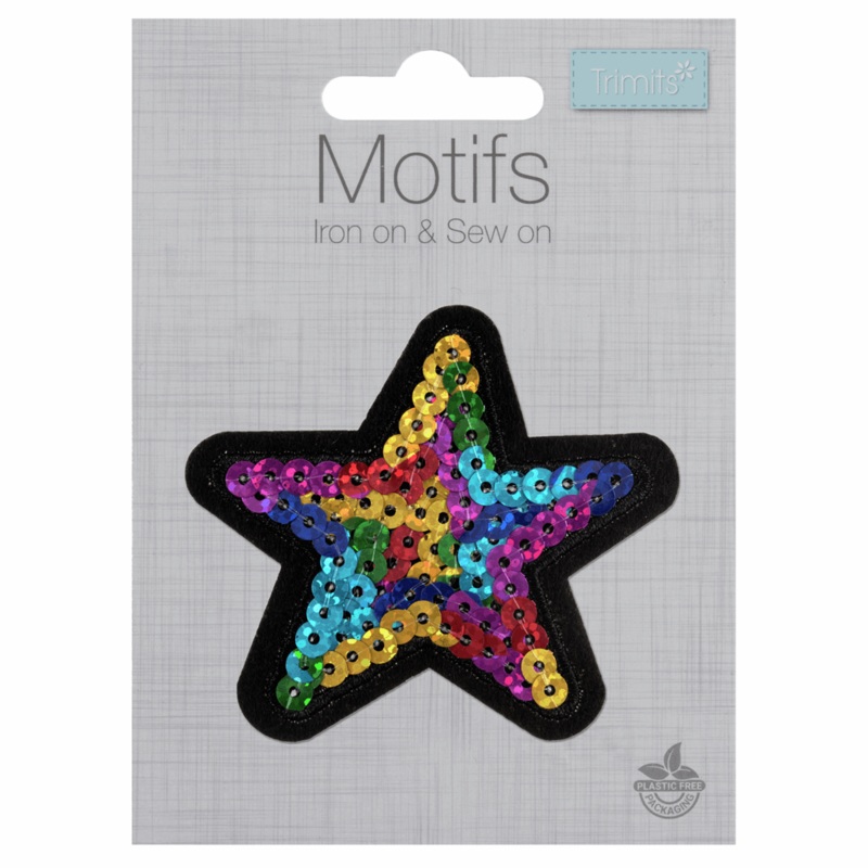 Multi sequin Star – Iron -On & Sew-On Patch Multi Star