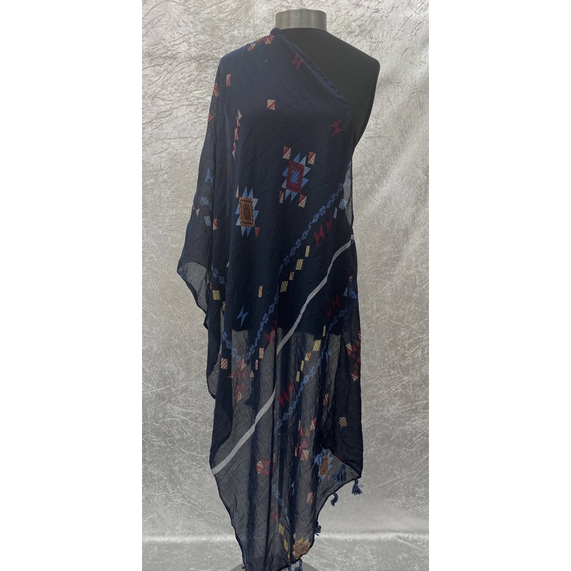 Navy Tribe  – Poly Cotton Blend Ethnic Scarf Navy