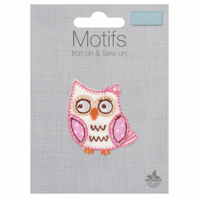 Owl – Iron -On & Sew-On Patch Pink Owl