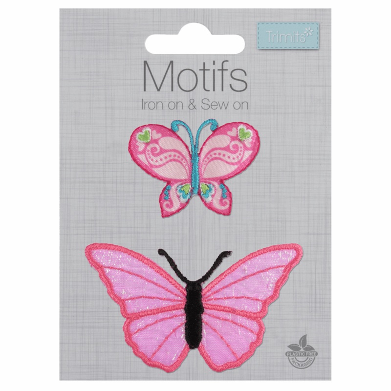 Pink Butterflies – Iron -On & Sew-On Patch Pink Butterflies