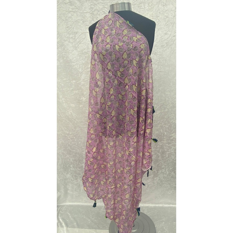 Pink Leaf-  Ethnic Square Scarf Pink