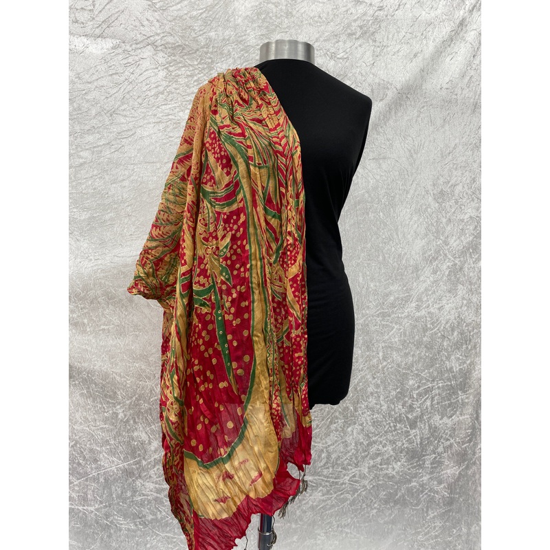 Red/Amber Abstract  – Poly/Viscose Blend Ethnic Scarf Orange