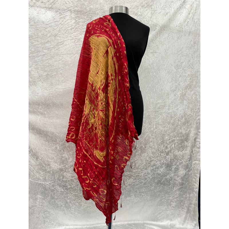 Red Orbit Abstract  – Poly/Viscose Blend Ethnic Scarf Red