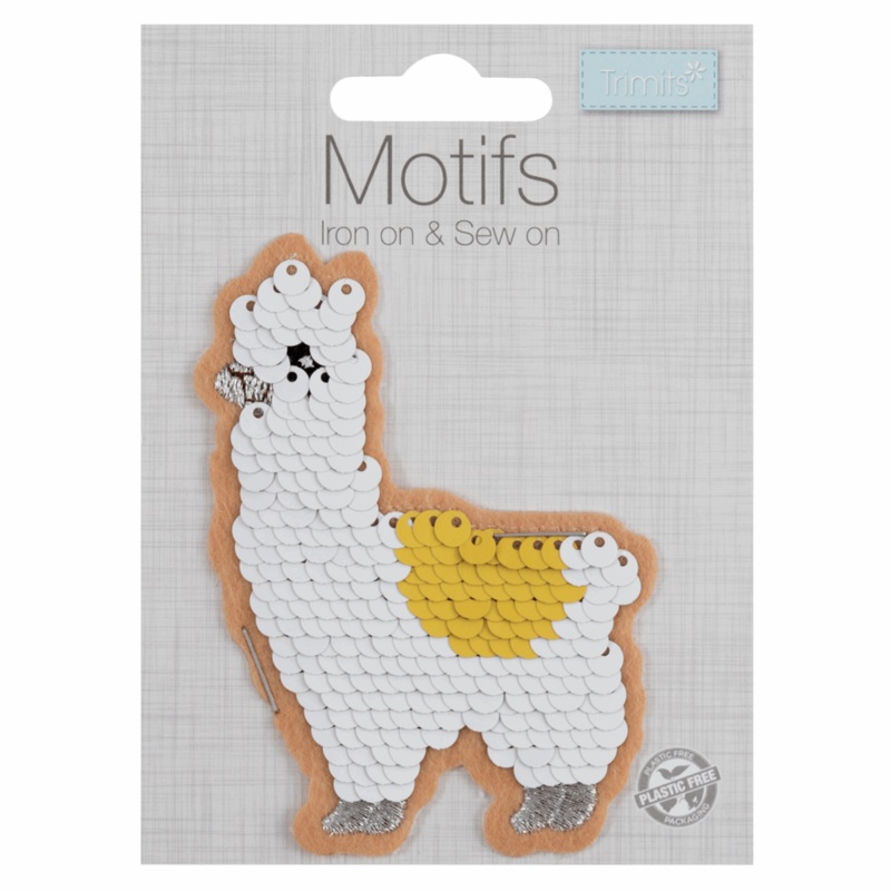Sequin Llama- Iron -On & Sew-On Patch (Flip Sequin Motif) Sequin Llama