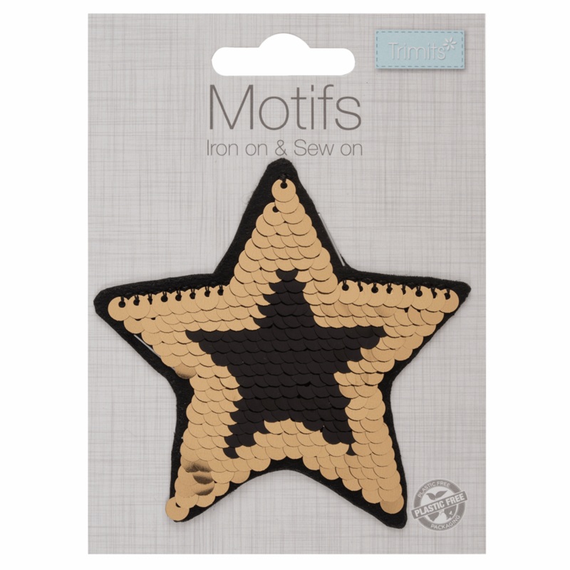 Star Sequin- Iron -On & Sew-On Patch (Flip Sequin Motif) Star