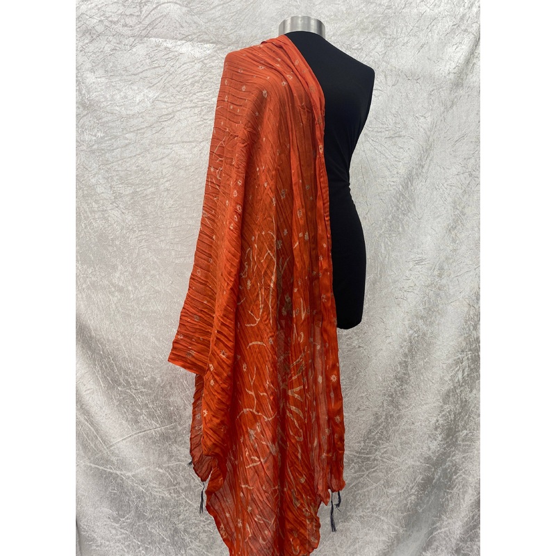 Starry Abstract  – Poly/Viscose Blend Ethnic Scarf Orange