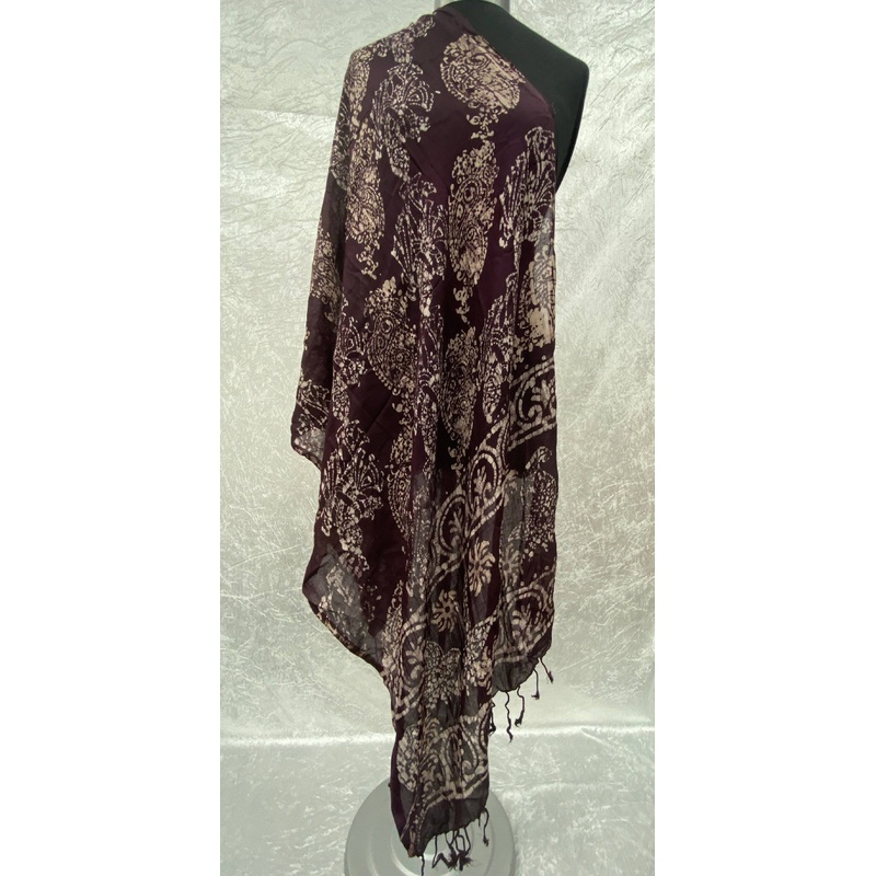 Wine Batik  – Poly Cotton Blend Ethnic Scarf Wine