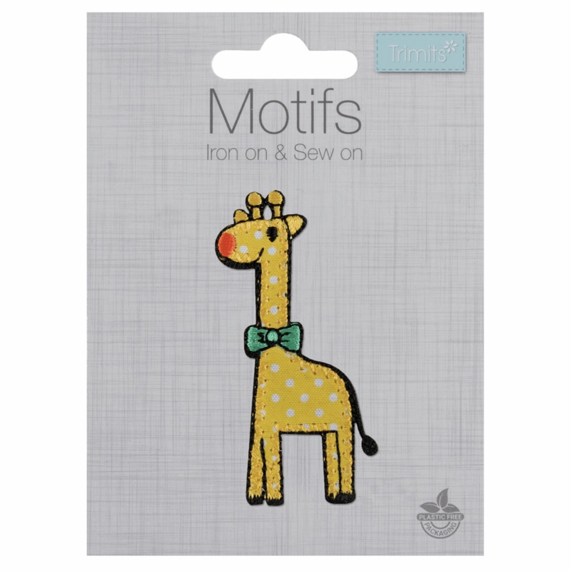 Yellow Polka Giraffe – Iron -On & Sew-On Patch Yellow Giraffe
