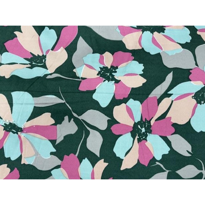 Bloom Block – Printed Crepe Satin (DEFECT) Green