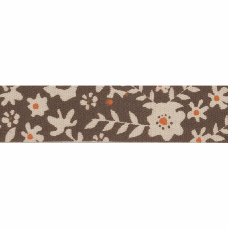 Brown & Orange Floral Ribbon Reel – 5m x 15mm Brown