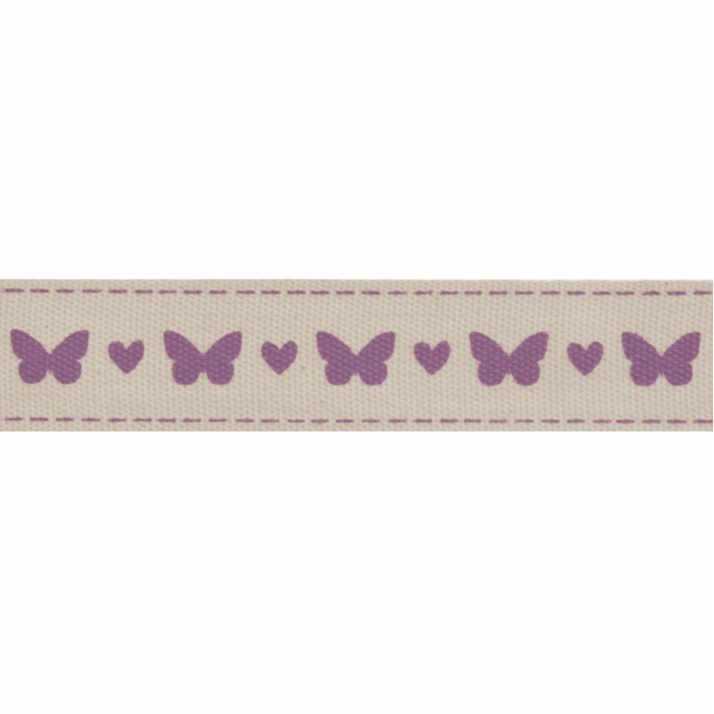 Butterflies Ribbon Reel – 5m x 15mm Cream