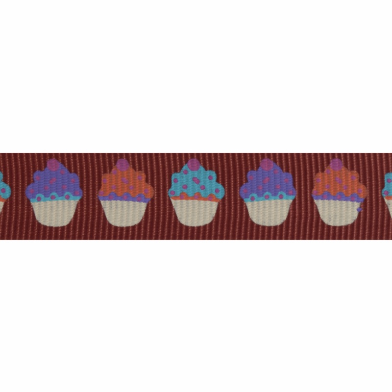 Chocolate Cupcakes Grosgrain Ribbon Reel – 5m x 15mm Brown
