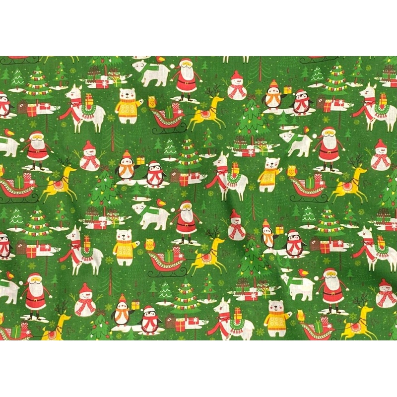 Christmas Fun – Poly/Cotton Print Green