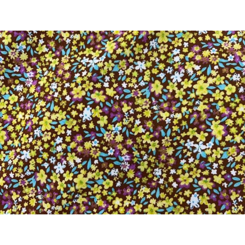 Ditsy Floral- Printed Crepe Brown/Lime