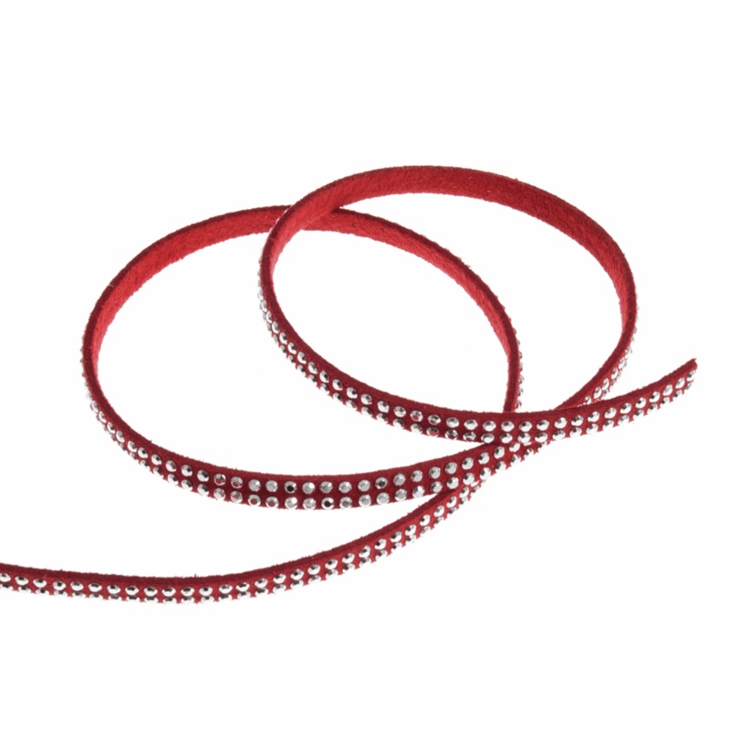 Faux Suede Diamante Trim – Red Red