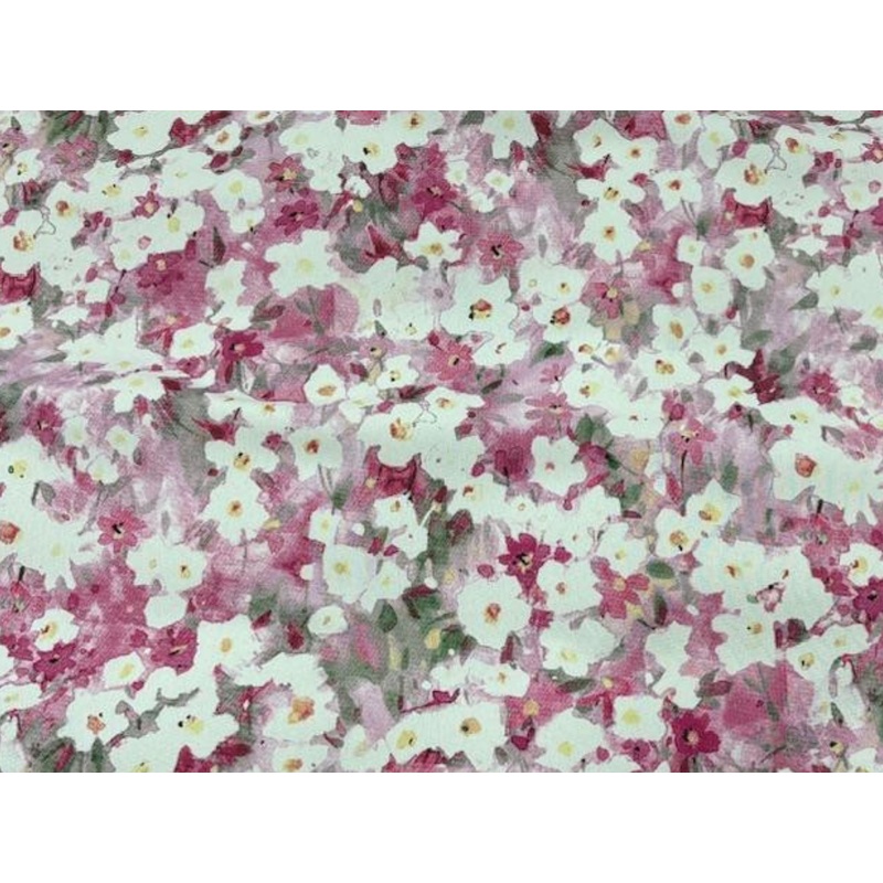 Floral Mist – Printed Peachskin Fabric Pink