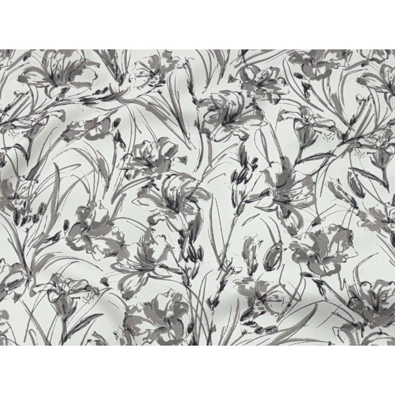 Grey Sketch – Printed Peachskin Fabric Grey