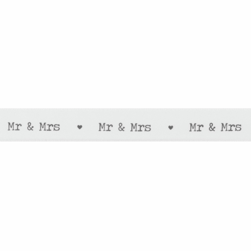 Mr & Mrs – Wedding Satin Ribbon White